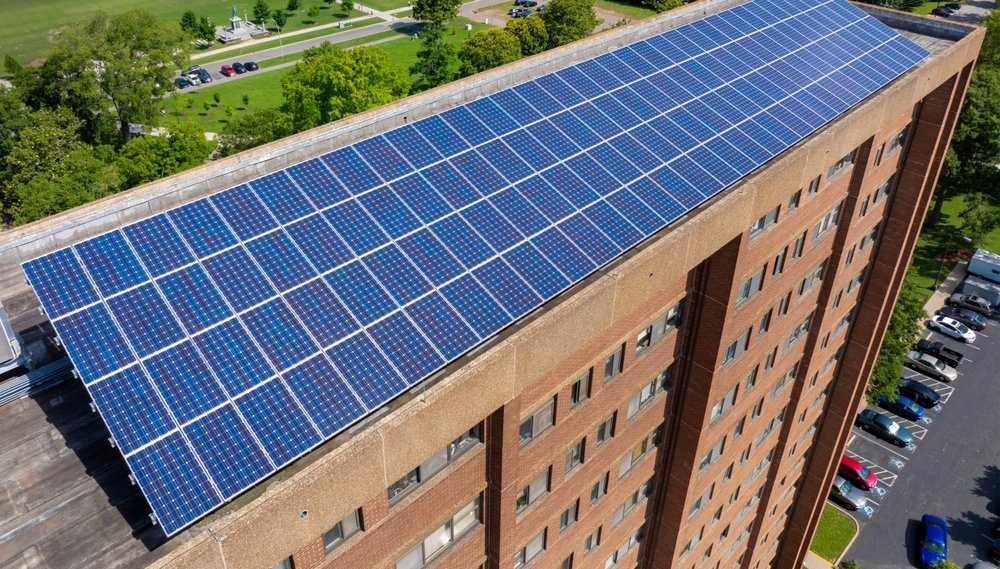 Solar panels on a rooftop